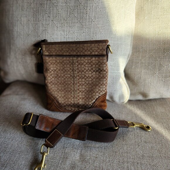COACH 2008 Brown signature C jacquard swingpack with suede trim and brass - Picture 12 of 13